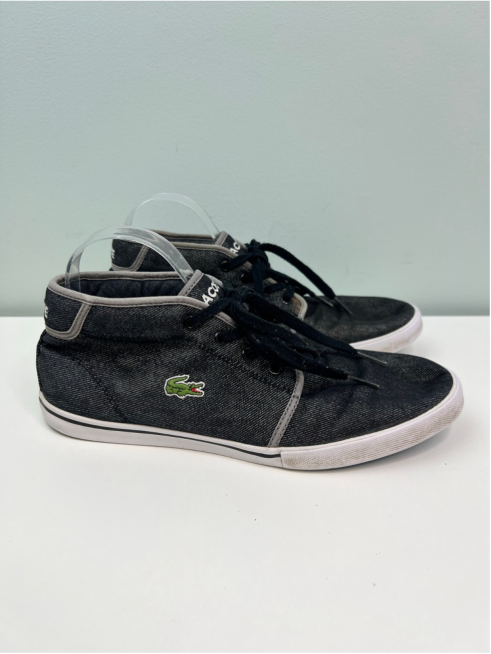 Lacoste Sport Sneakers Black Mens Size 10 Lace Up Casual Canvas Shoes Ortholite